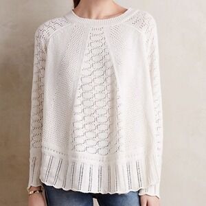 Angel of the North Pointelle Poncho Style Sweater Nulia Circle Hem Boho Chic XS